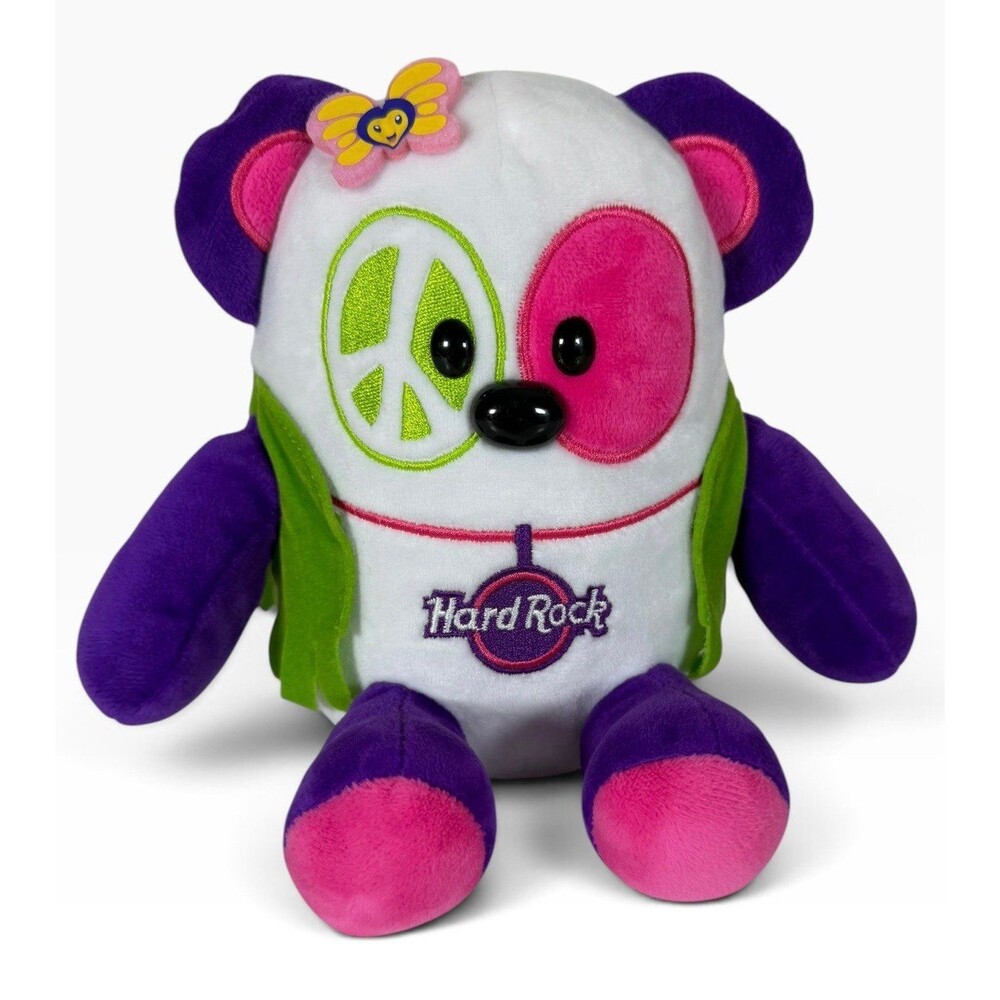 Hard Rock Cafe Retired Plush Stuffed Animal Roxtars Razzi Hippie Boho Panda Bear